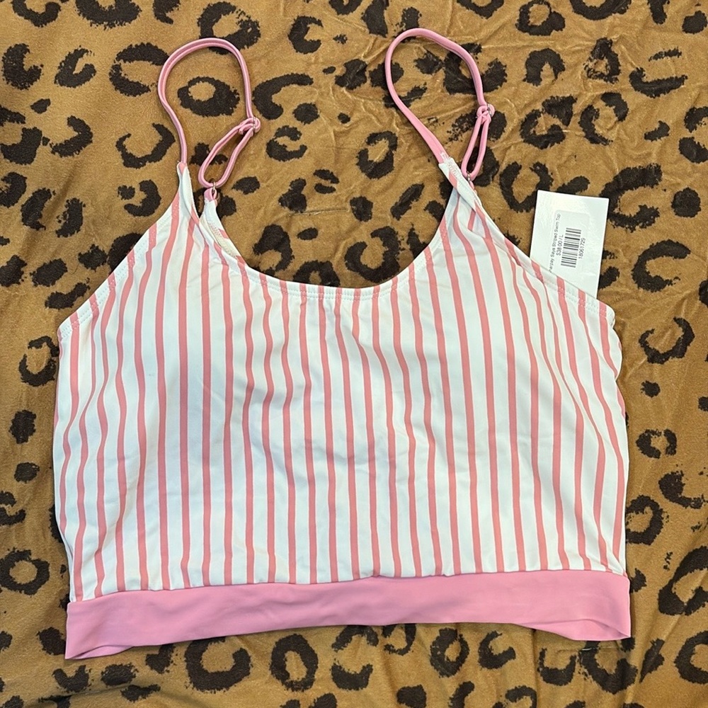 Pink Striped Women's Swim Top NWT